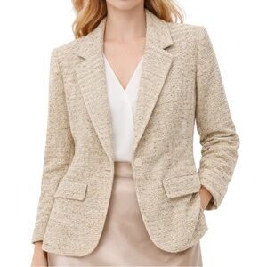 Alice + Olivia Tweed Blazer Shimmer Metallic Jacket Macey Style Large